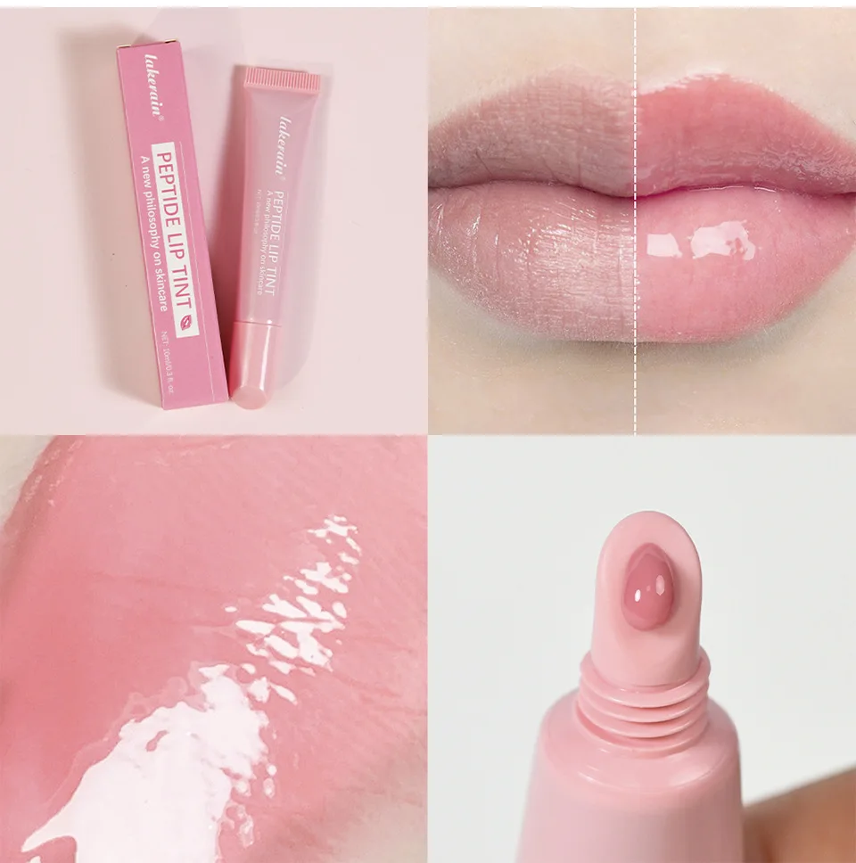 Lakerain 4-color Polypeptide Tinted Lip Balm Moisturizing Long-lasting Hydrating Water Gloss dewy and glossy mirror lip make up 4