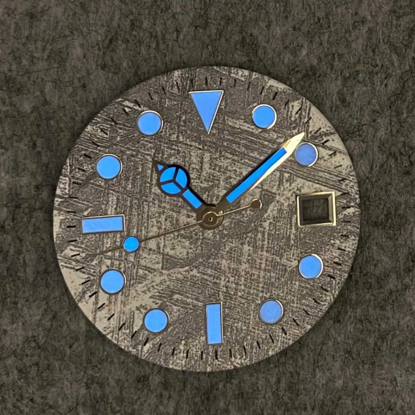 

New 29MM Blue Luminous Watch Dial Or Hands for 8215/821A 2813/3804 Movement Meteorites Pattern Accessories BP21-22