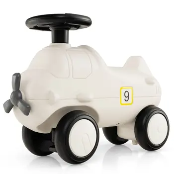 DORTALA Kids Plane Ride On Car Toddlers Retro Push Car Foot To Floor Riding Toy