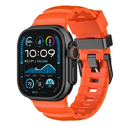 Silicone Sport Bracelet - Vibrant Rubber Strap - 46mm 49mm (B - Orange)