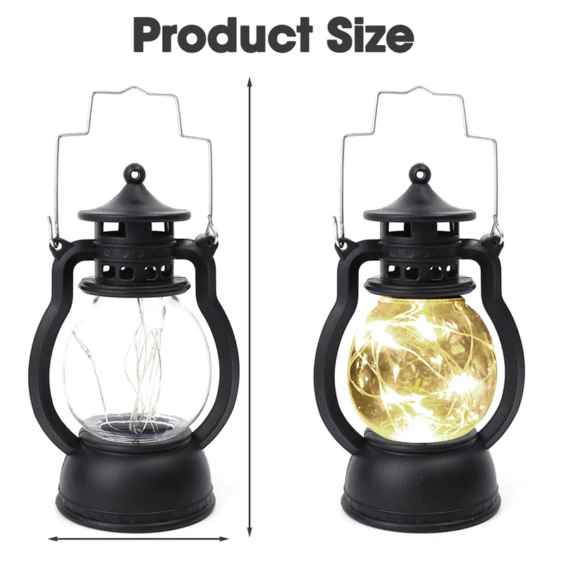 LED Retro Portable Lamp Outdoor Camping Lantern Dynamic Flame Light Battery Powered Tent Light Garden Decoration Night Lights