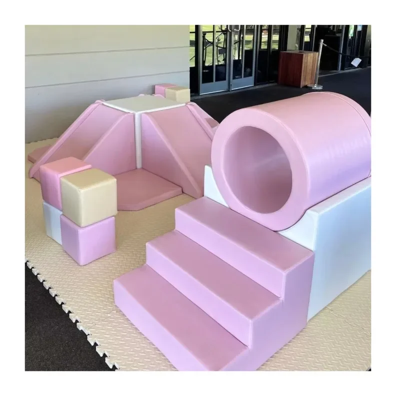 Pastel soft play package for party rental climbing blocks pink white play equipment set Playground flower mini set