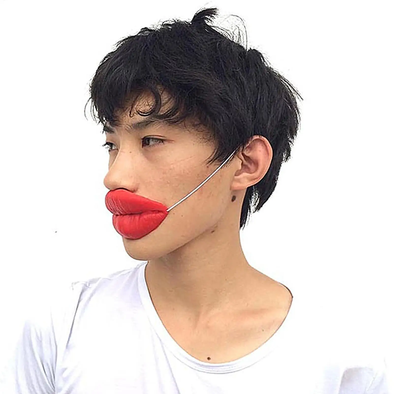 Große Lippen-Prothese Rote Lippen Scherzartikel Cosplay-Requisiten Große Lippen Scherzspielzeug Wurstmund-Deko Gesichtsmaske Latex Foto-Requisiten – Detail 6