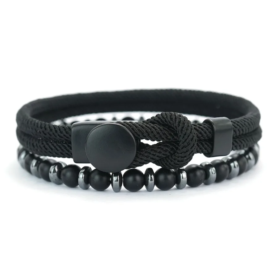 Men Hematite Stone Wrap Bracelet for Yoga Meditation