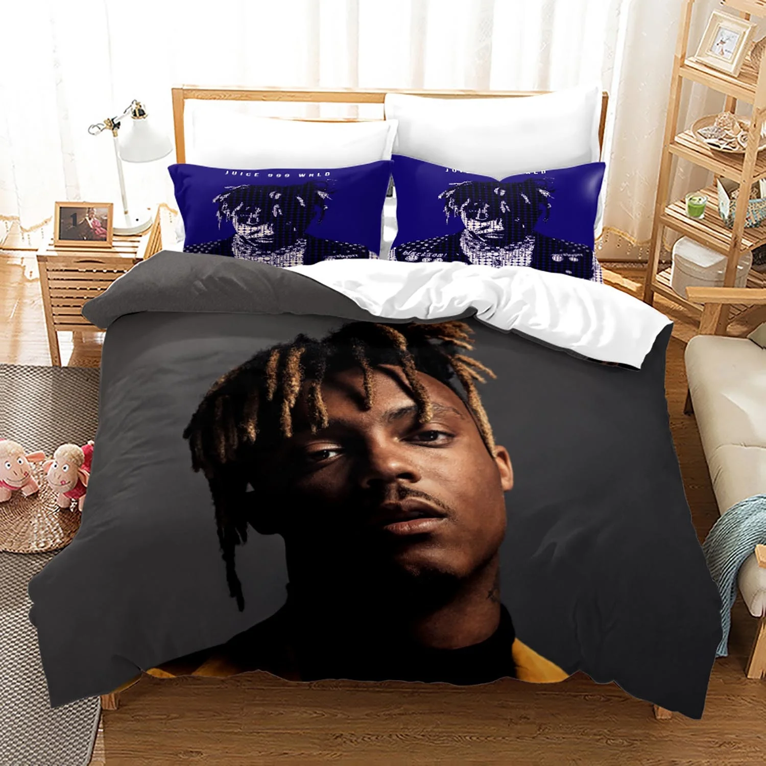 New Juice Wrld Bedding Set Single Twin Full Queen King Size Stars Juice Wrld Bed Set Aldult Kid Bedroom Duvetcover Sets 3D 018 2