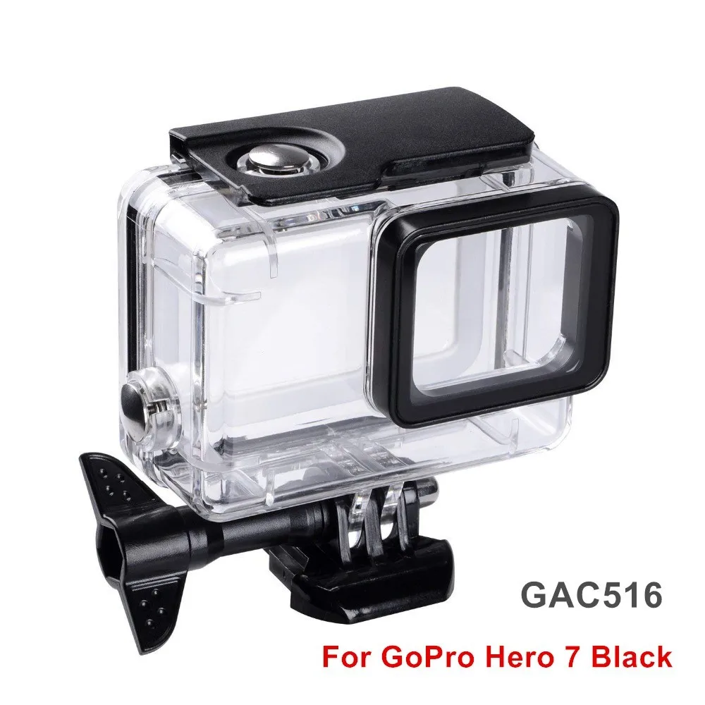 GoPro Hero 7用の水中防水ケース,カメラ保護ハウジング,黒と銀 