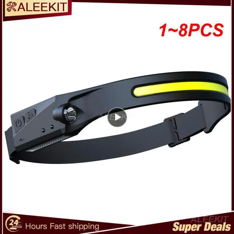 

1~8PCS 1-Sensor Headlamp COB LED Head Lamp Flashlight USB Rechargeable Head IPX4 Waterproof Head Light With Built-in