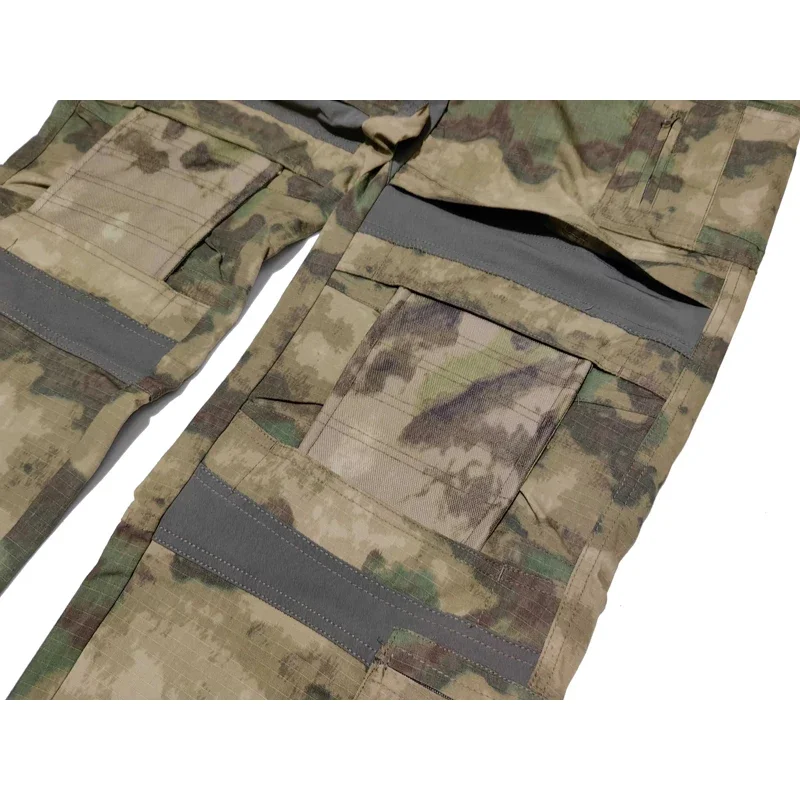 Men Combat Suit Camouflage Tactical Sets Multi-pocket Quick-dry Training Suits Long Sleeved Breathable T-shirt Knee Pad Pants