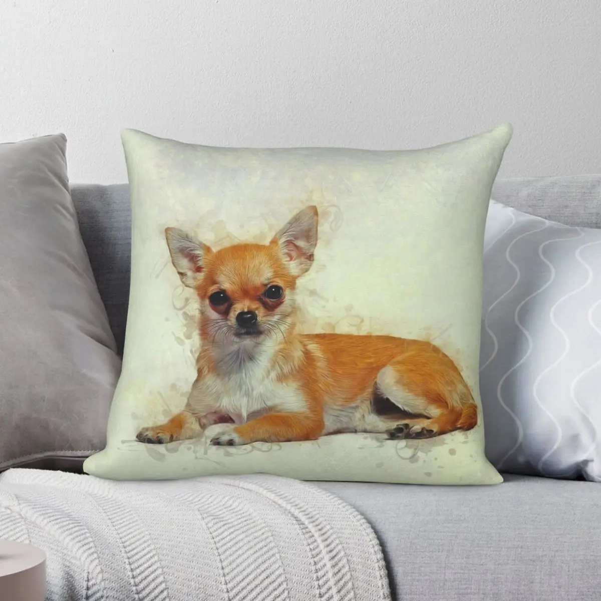 

Chihuahua Art Pillowcase Polyester Linen Velvet Printed Zip Decor Car Cushion Cover
