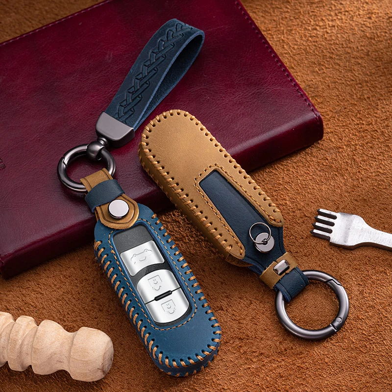 

Кожаный чехол для автомобильного ключа, чехол для Mazda 2, 3, 6, Atenza, осветительный элемент, CX5, CX 5, Φ 2015-2019, умный чехол для ключа ручной работы с кнопками 2/3