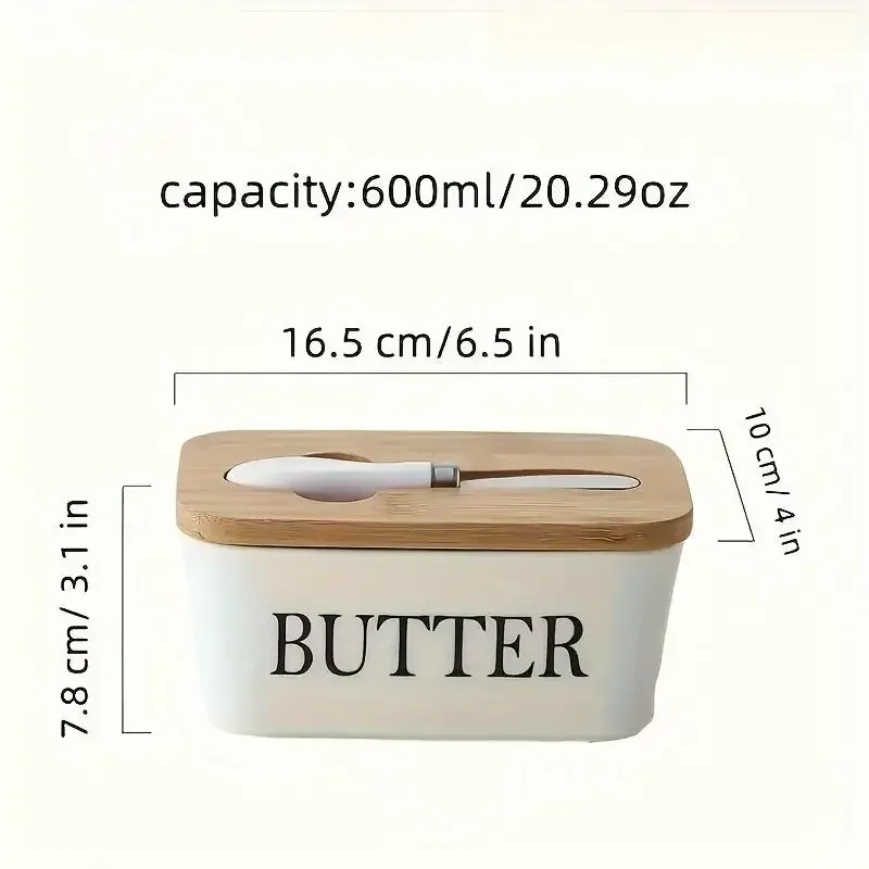 Ceramic Butter Boxes Dishes Cans Cheese Trays Vertical Containers Kitchen Food Storage Containers Round Wooden Covers butter storage box ceramic sauce dishes
