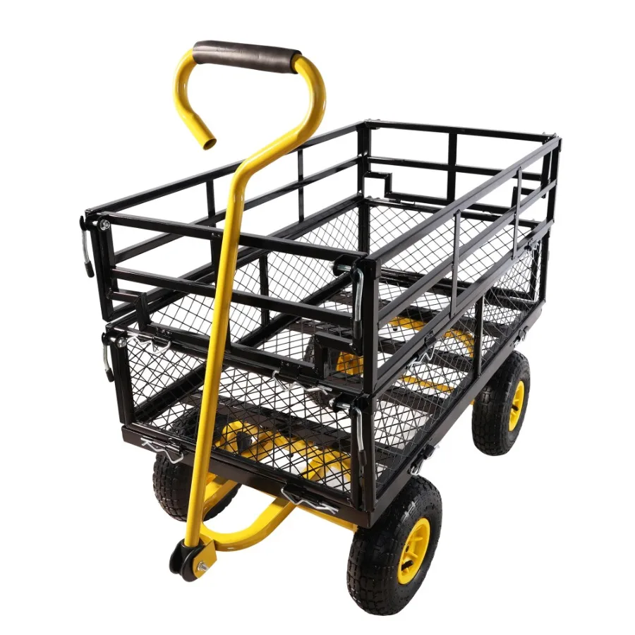 Yellow Black Garden Cart Trucks for Easy Firewood Transport