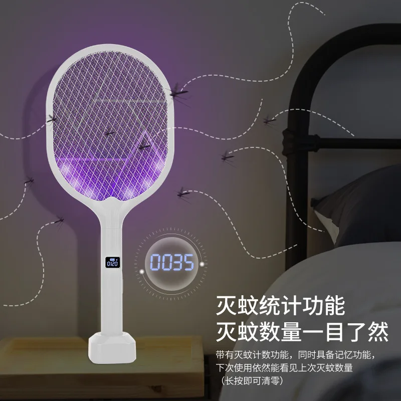 USB 스마트 디지털 디스플레이 카운팅 다기능 전기 모기 스와터 모기 램프, 가정용 모기 킬러, 2 인 1