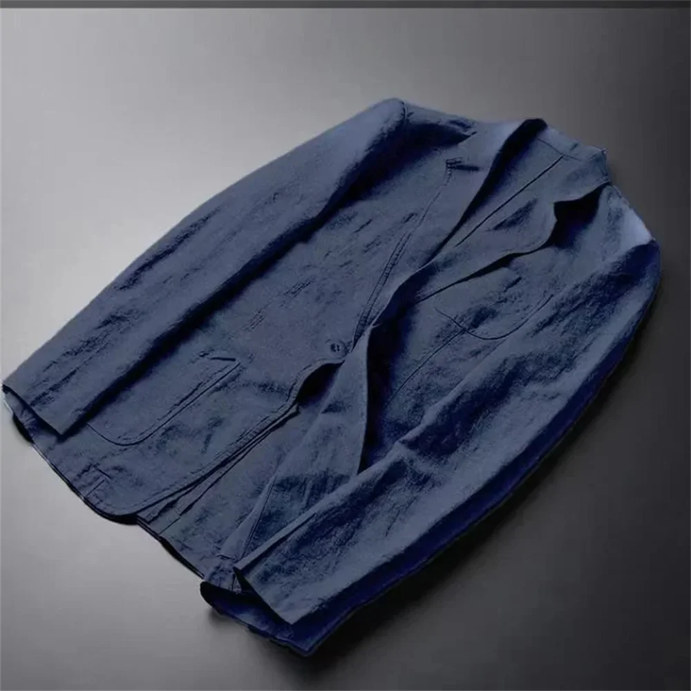 Spring/Summer New Men's Linen Set Loose Ultra thin Breathable Comfortable Business and Leisure Two Piece Suit Coat