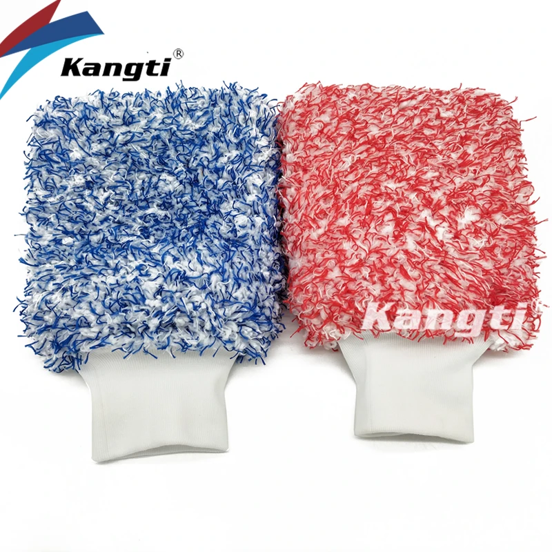 Kangti Car Maximum Mitt High Density Auto Wash Cloth Ultra Super Absorbancy Car Sponge Plush Glove Microfiber Cleaning Towel