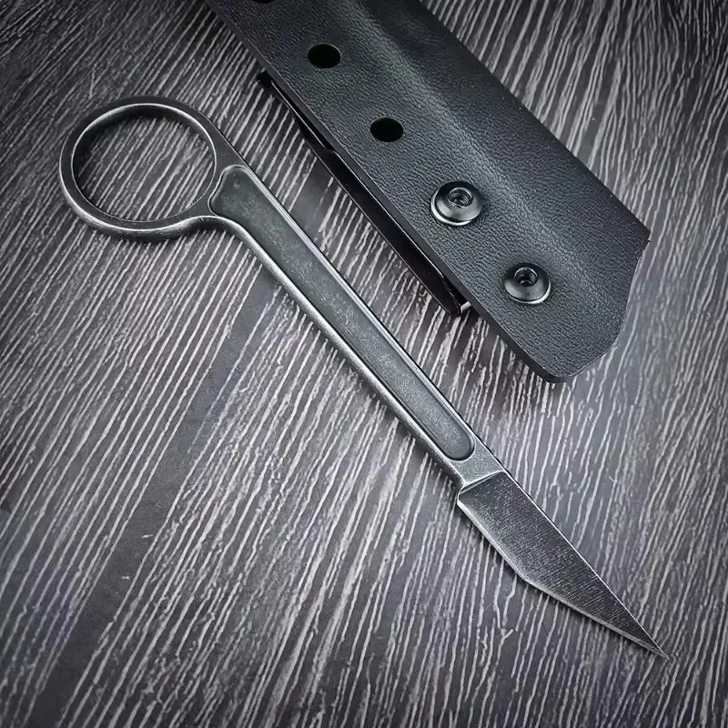 EDC Small Pocket Knife Portable Multitools with Kydex Sheath Stainless Steel Camping Outdoor Rescue Fixed Blade Knife