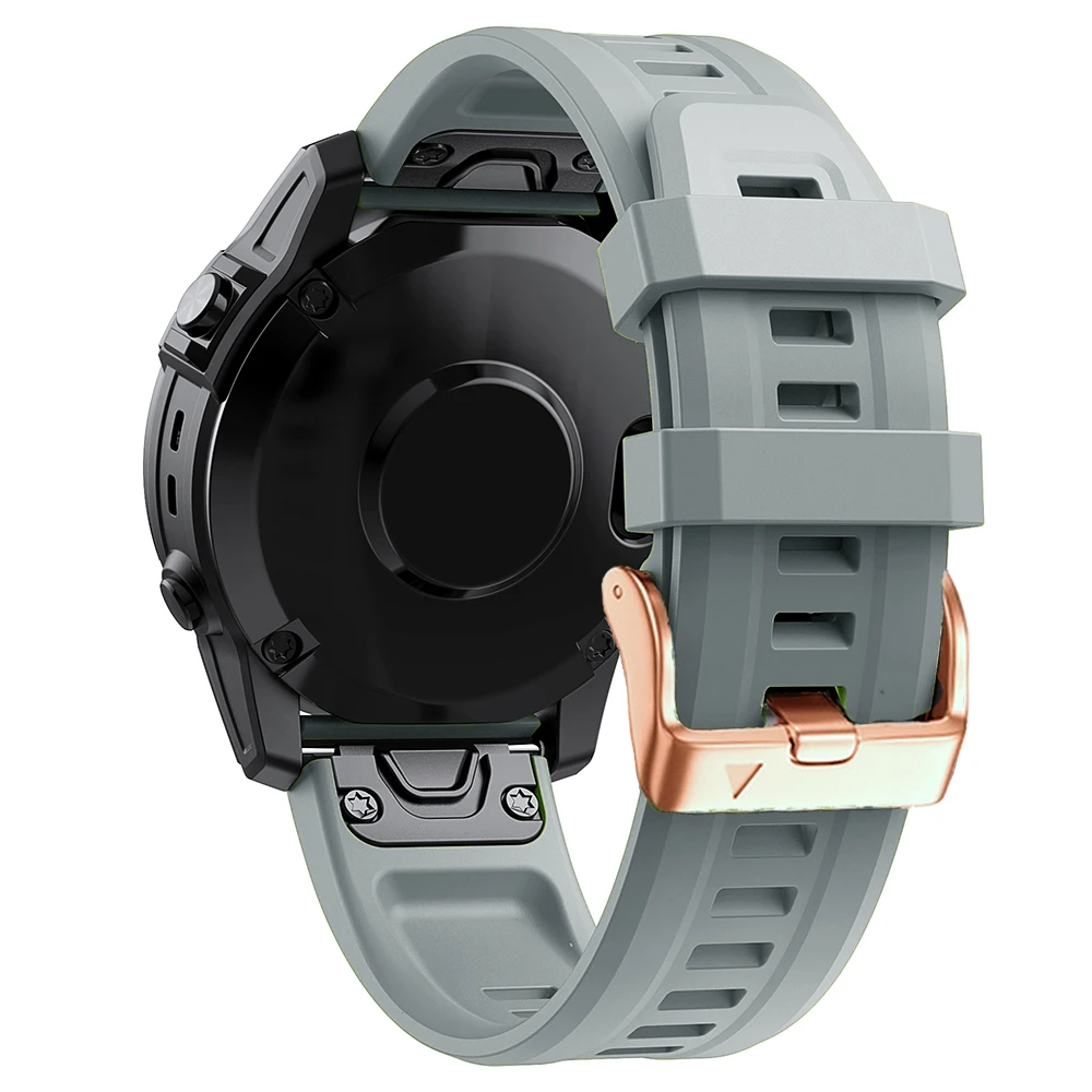 Rose Gold Buckle 20mm Silicone Quickfit Wristband Strap