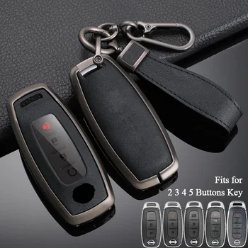 Zinc Alloy+ Leather Car Key Case Cover for Nissan Juke 2023 X-trail T33 Qasqhai J12 2022 Ariya Altima Teana2 3 4 5 Buttons Key