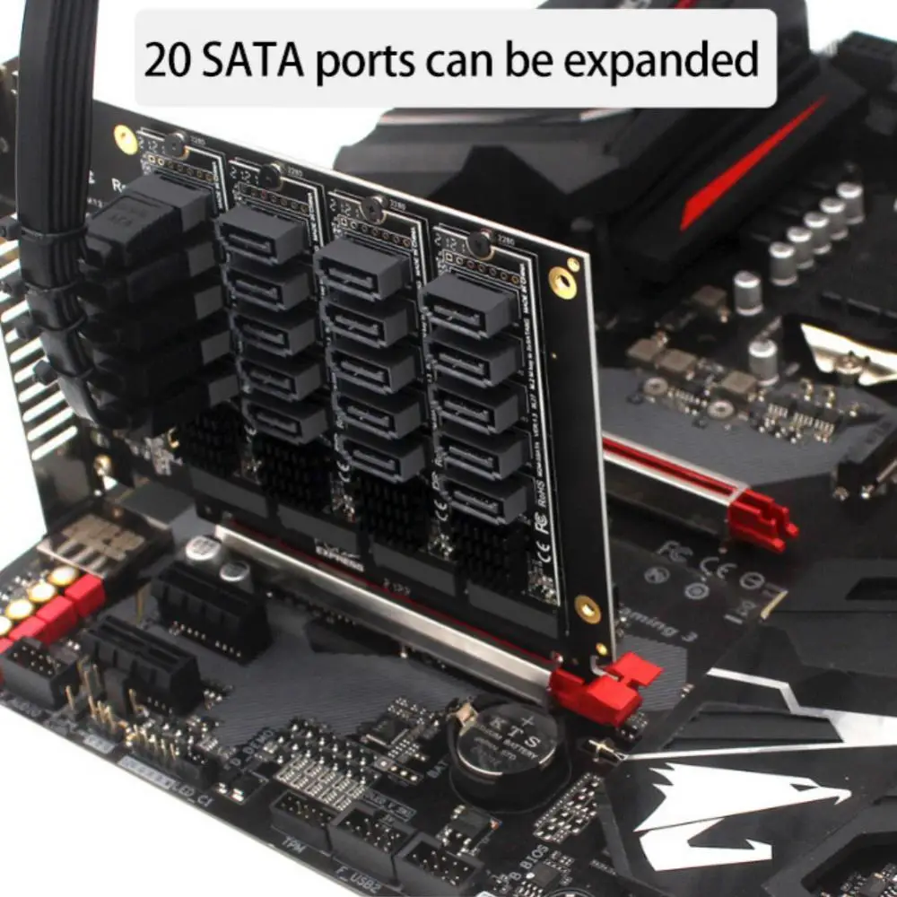 

Адаптер для карт памяти, 5 портов, для SATA III 6 Гб/с, MIe PH56 M.2, компьютерное расширение JMB585