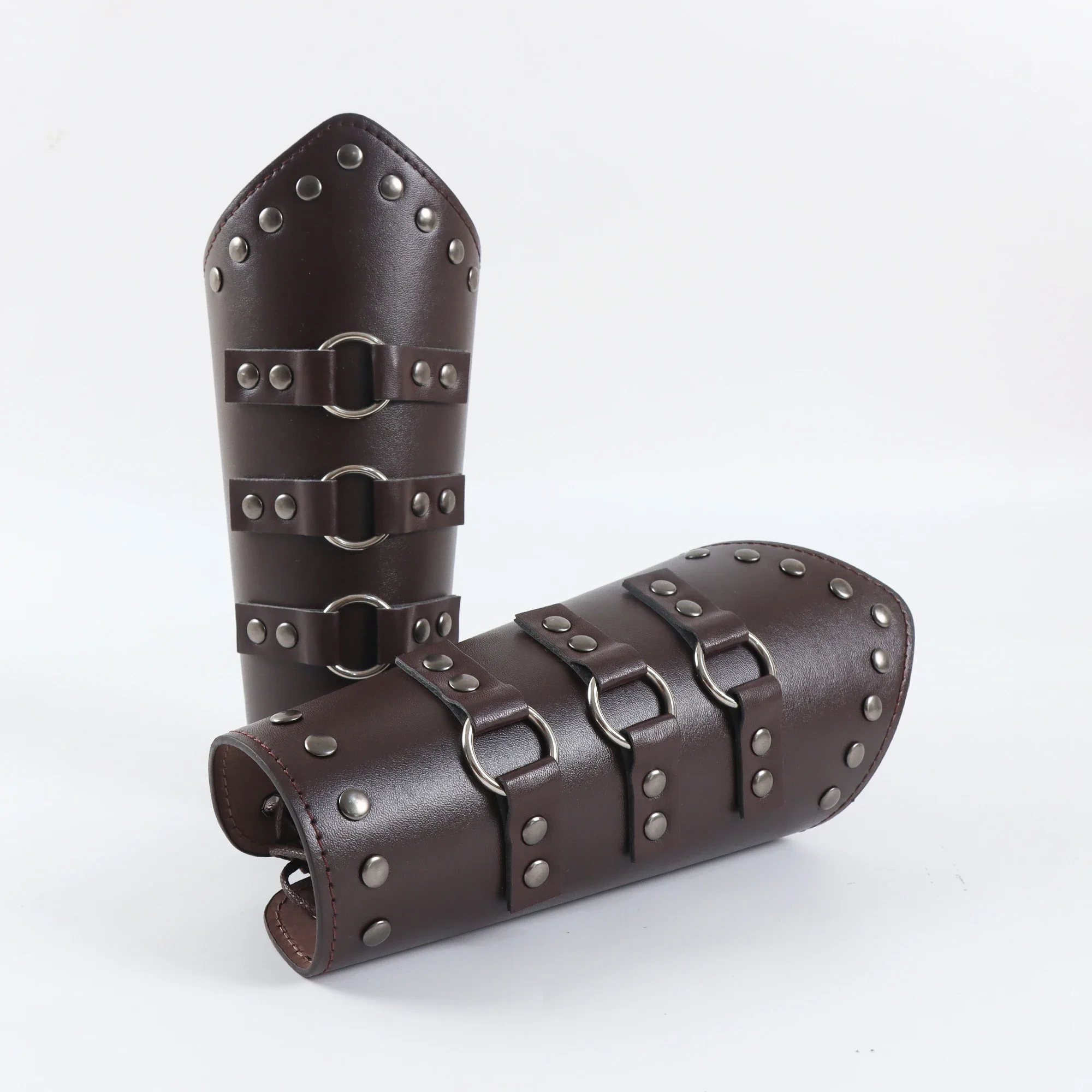 Men Medieval Cosplay PU Leather Armor Arm Warmers Lace-Up Viking Pirate Knight Gauntlet Wristband Bracer Steam Punk Accessories