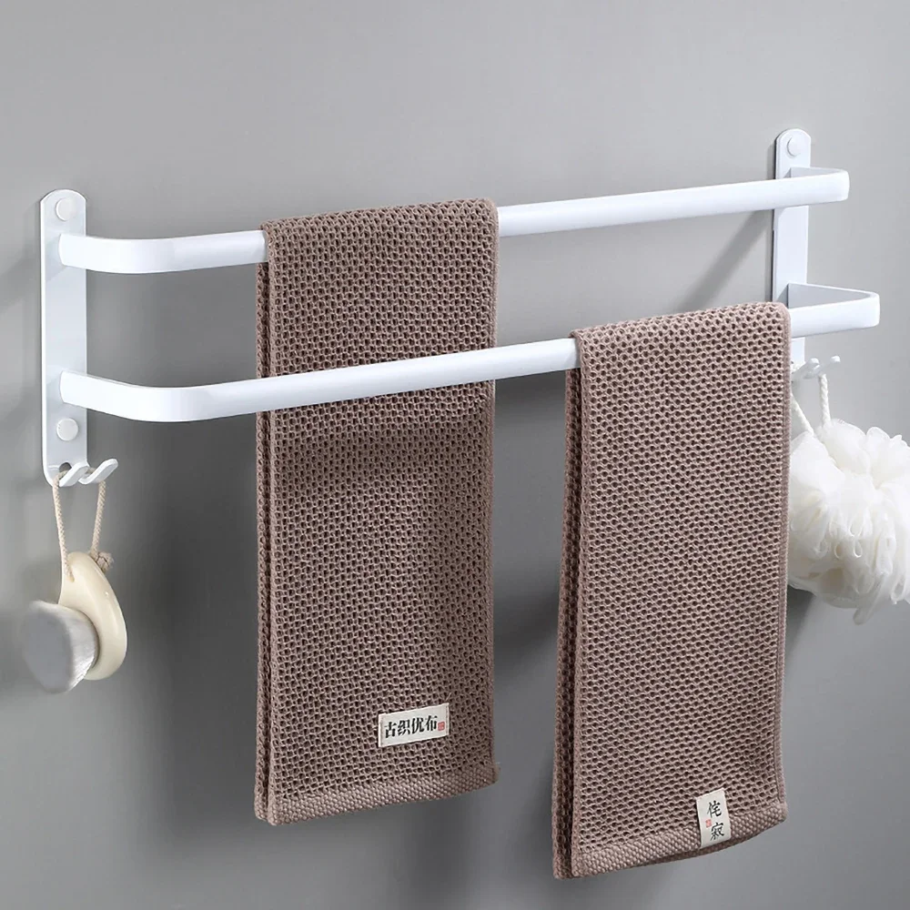 Towel Hanger Rack 30-60cm Shower Bar Storage Wall Holder Organizer Hook Rail Aluminum Bath Shelf Bathroom Accessories towel rack