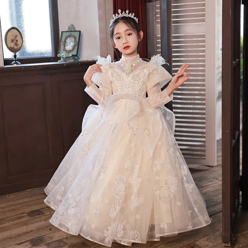 Girl Princess Wedding Dress Girls Party Lace Pink White Dress Kids Ball Gown  Kids Birthday Clothes For 2-13 Year Girl Show - Girls Casual Dresses -  AliExpress