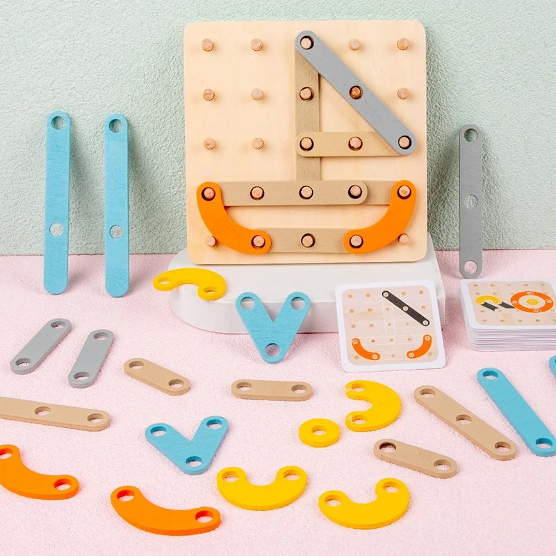 

Montessori Wood Toy Matching Puzzles Wooden Toys Geometric Shape Jigsaw Board Logical Training Game Tangram Educational Toys Kid