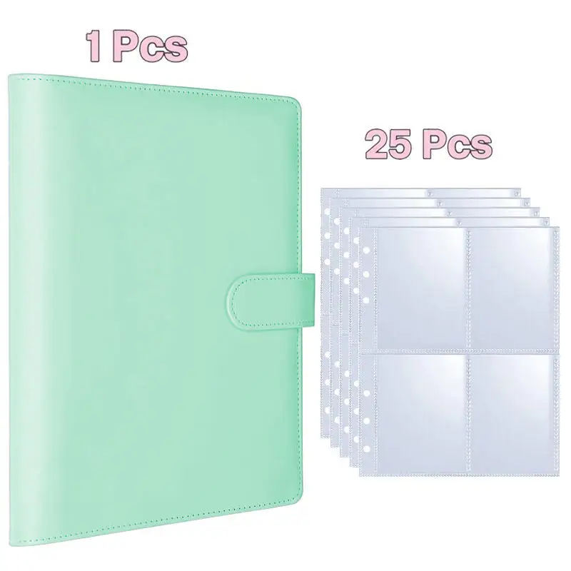 A5 Kpop Photocard Binder with PU Leather Cover - 4-Pocket Organizer Album with 200 Slots