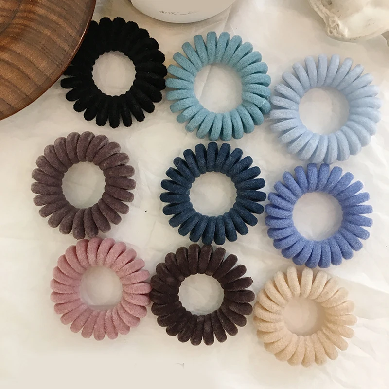 Mode Telefon Draht elastischen Haarband Frauen Haar ringe Spiral schnur Gummiband Haar gummis Mädchen Haarschmuck Geschenk – Detail 4