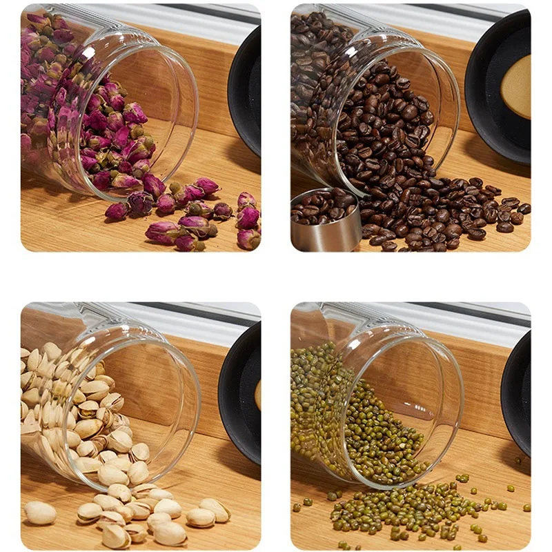 Coffee Bean Storage Kitchen Mini Glass Bottles Manual Vacuum Pumping Moisture-proof Transparent Vacuum Seal Container Jars Home glass storage jar container