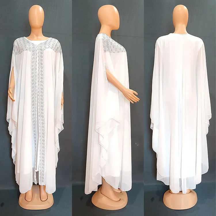 African Dresses for Women 2 Piece Sets Dashiki African Clothing Robe Femme Chiffon Evening Long Dress Africa Clothes
