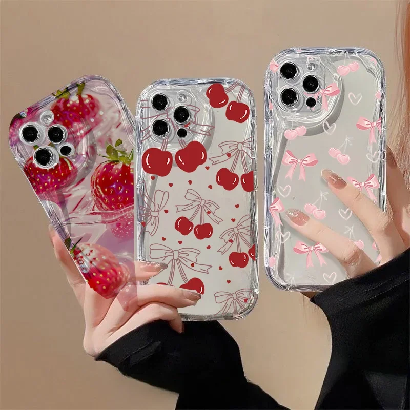 Bow Cherry Strawberry Fruit Pattern Phone Case