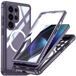 Enhanced Waterproof Magnetic Case - Shockproof Anti - Slip Bumper Cover with Screen Protection - Galaxy S26 Plus (Purple)