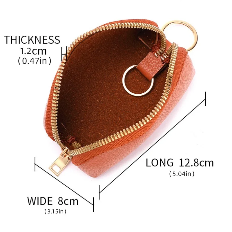 Männer Lychee gemustertes weiches Leder modische Schlüssel tasche Reiß verschluss niedliche Mini-Null Brieftasche Mädchen – Detail 3