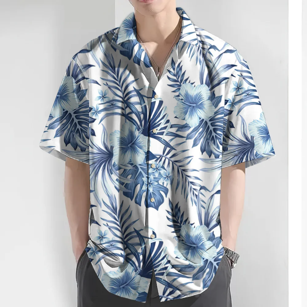 

Camisa hawaiana de manga corta para hombre, ropa superior informal, blusa informal, ropa de calle de gran tamaño, Floral