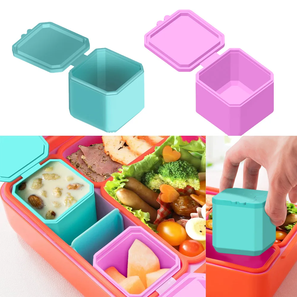 Lunch Box for Kids Leak-Proof Dip 4oz Salad Dressing Container Small  Silicone One-piece Lunch box with Lid Containers for food - AliExpress