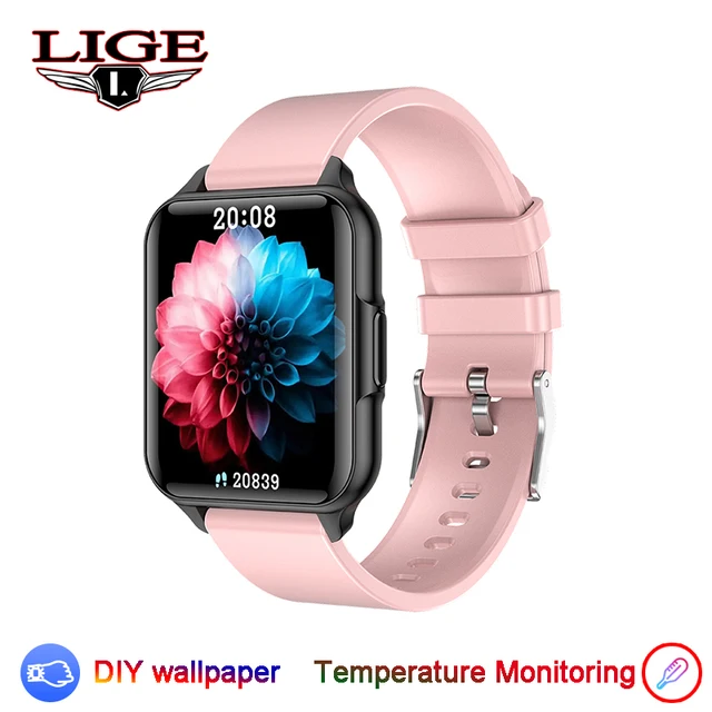 Lige Smartwatch Dial Wallpaper Heart Rate Blood Oxygen Body Temperature  Monitoring Ip68 Waterproof Smart Watches For Android Ios - Smart Watches -  AliExpress
