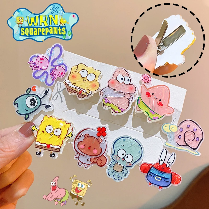 Spongebob Patrick Star Hair Clip Cartoon Anime Hairpin Girl Barrette Baby Children Kawaii Hair Clips Acrilico Mini Bangs Clip