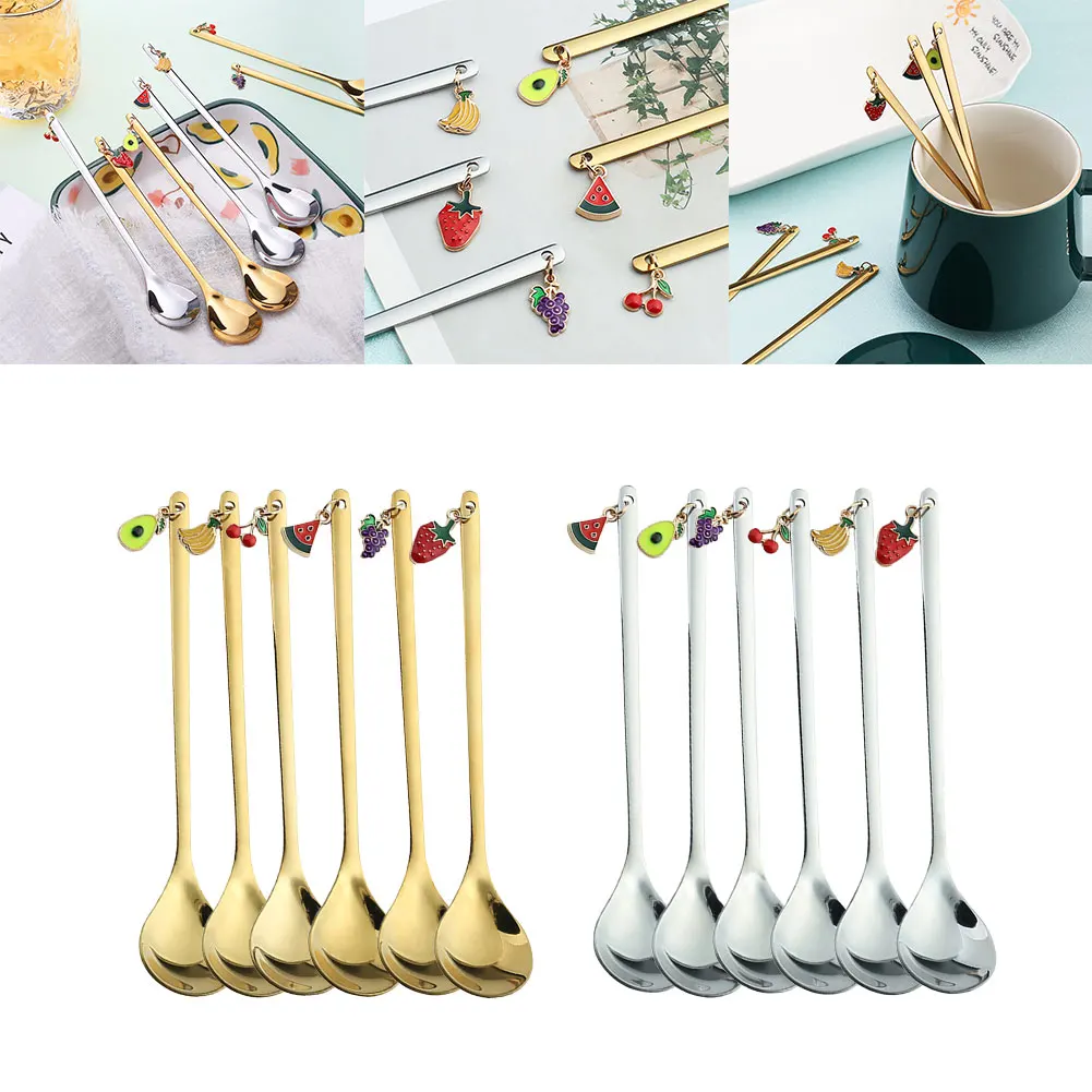 Creative Fruit Pendant Coffee Spoons Afternoon Teaspoon Mixing Stirring Spoon Dessert Spoon