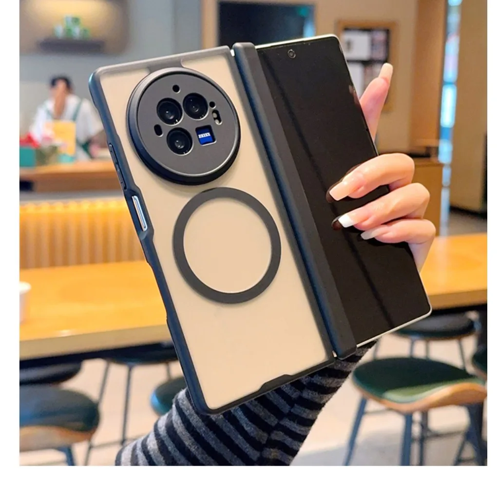 Matte Translucent Magnetic Phone Case with Full Hinge Protection and Wireless Charging Compatibility