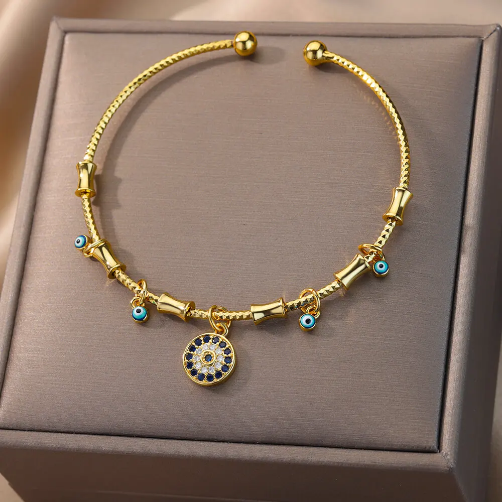 Zircon Fatima Hand Bangle Evil Eye