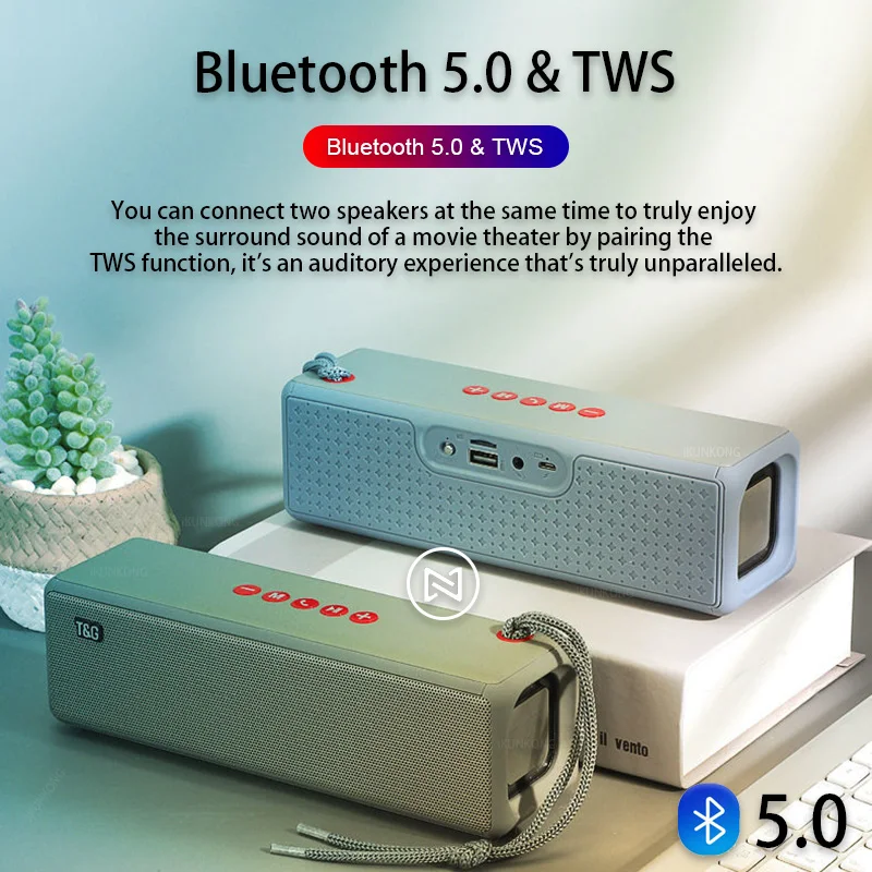 Altavoz Bluetooth portátil, Boombox De música, AUX, TF, Radio FM, Subwoofer De graves De alta potencia, TWS, nuevo