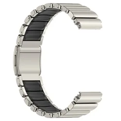 Premium Watch Strap Replacement - Elegant Band - 20MM Universal (Silvery - Black)