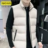 Men's Sleeveless Vest Stand Collar Thicken Jacket Down Windproof Winter Coat Custom Printing Company Brand Diy Logo Warm Vest 5