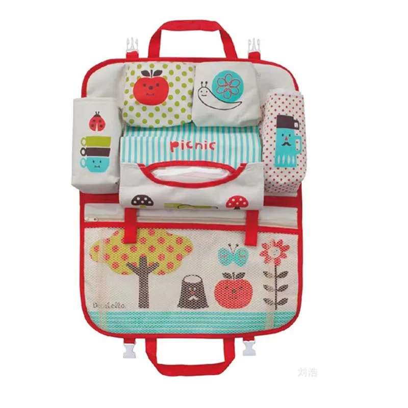 Cartoon Baby Car Seat Back Storage Bag Large Capacity Multi-functional Hanging Bag Kids Auto Seat Organizer Toddler Travel Box