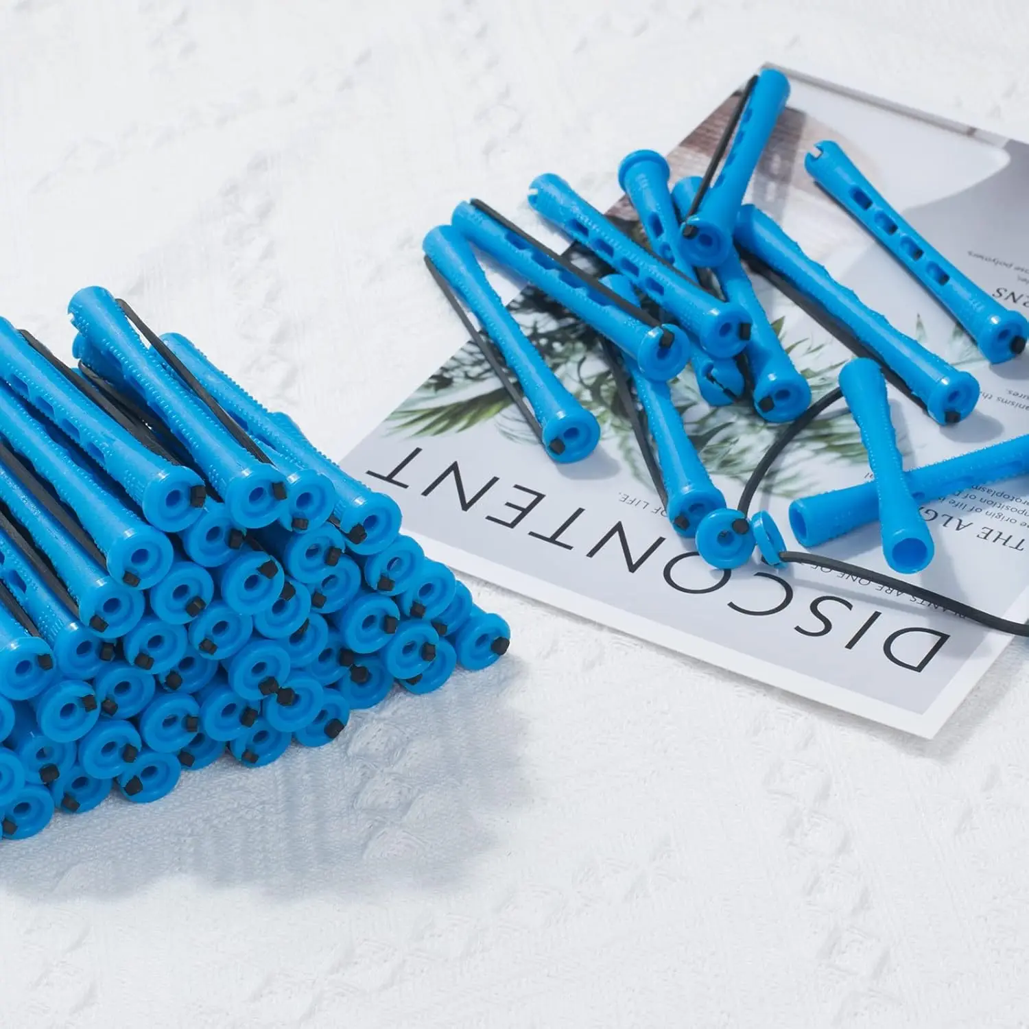 Hair Styling Tool Perm Rods 60 pcs Small Size Hair Rollers for Natural Hair Long Short Styling Tool Curlers 0.35 inch Blue Color