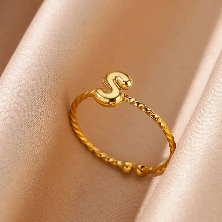 Cute Chunky Initial Letter Rings For Women