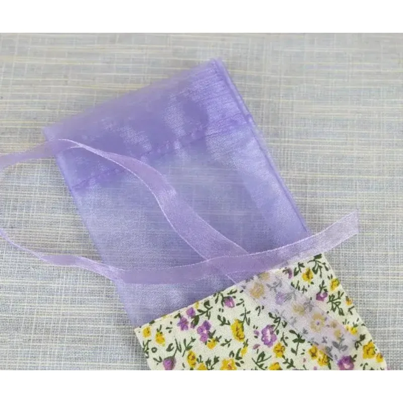 100pcs Light purple small floral flower bag wardrobe sachet mesh cotton cloth bag car aromatherapy custom