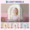 Kids Vanity Table and Chair Set Girls Dressing Table with Storage Shelves & Drawer Wooden Makeup Desk for Playroom Bedroom
