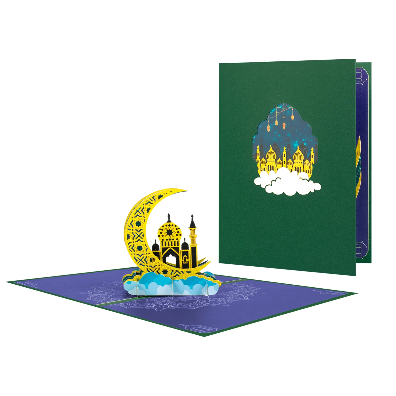 Eid Mubarak Day Gift 3D Pop Up Card for Islamic Festival Muslim Greeting Card